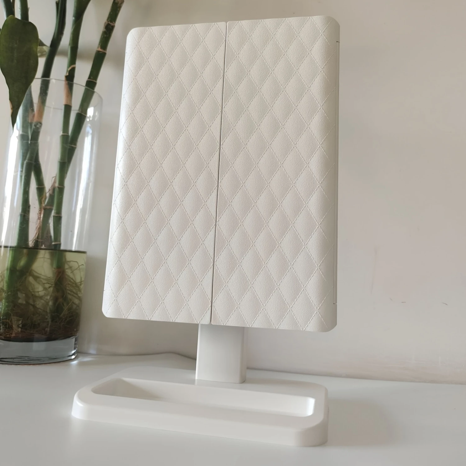 Three-sided Foldable LED Makeup Mirror with Bright Lights for Makeup and Lighting in the Bedroom or Hotel - Desktop Vanity Mirro