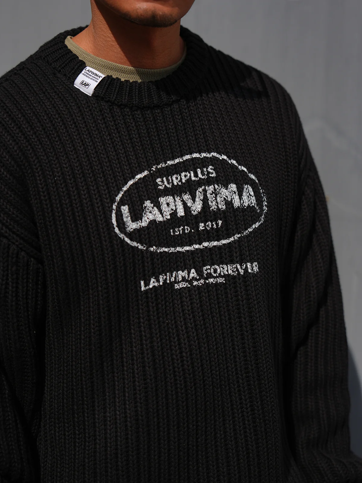 LAPIVIMA Wide Boxy Coarse Knit Sweater Autumn Winter Thiened Knitted Cotton Sweater Men's Casual round Ne Long Sve Top