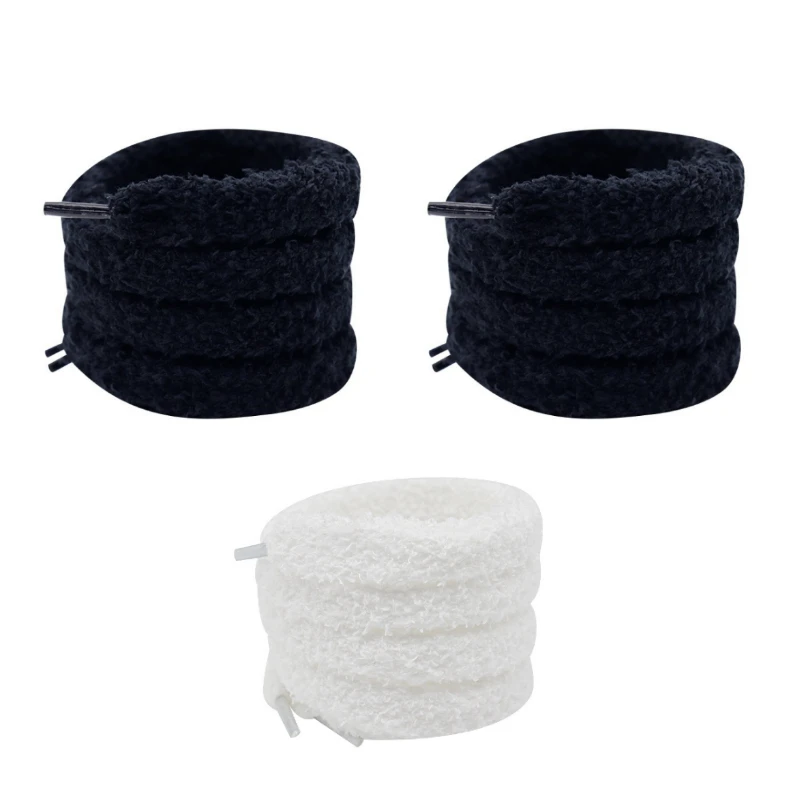 Weiche, flauschige Schnürsenkel, 15 mm breit, flache Plüsch-Frottee-Schnürsenkel für Damen-Freizeitschuhe, bequemer Schnürsenkel-Ersatz – Detail 22