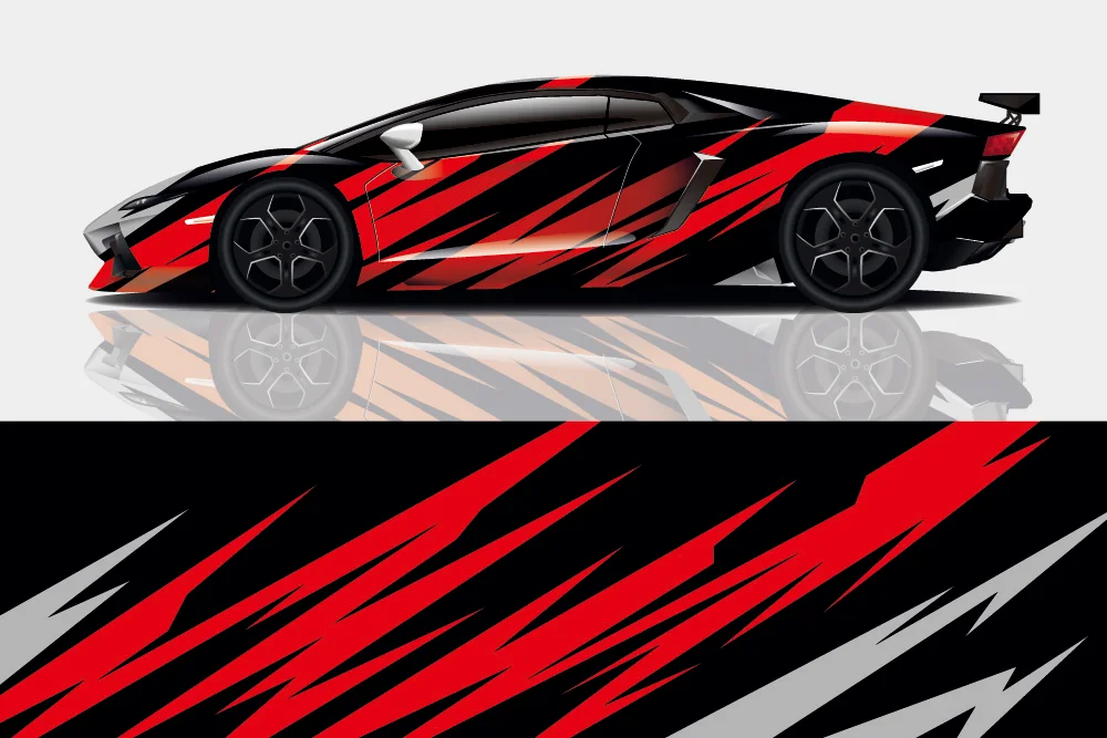 Racing Car Graphic Decal Full Body Vinyl Wrap Modern Design Vector Image Car Full Wrap Sticker Decorative Car Decal Cut