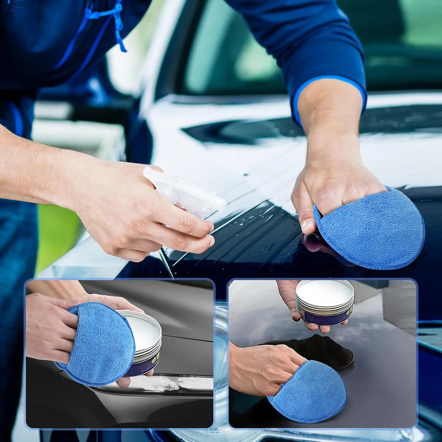 Auto Cleaning Sponge Brush Wax Applicator Pads Car Wax Applicator Buffing  Polishing Foam Pads Wax Polishing Tyre Brushes Tools view 3