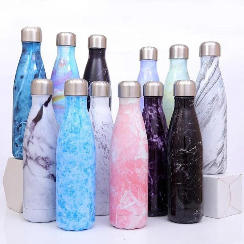 500ml Galaxy Starry Sky 304 Stainless Steel Water Bottle,Cola Shape Double Wall Vacuum Insulated Flask for Outdoor Sports Travel