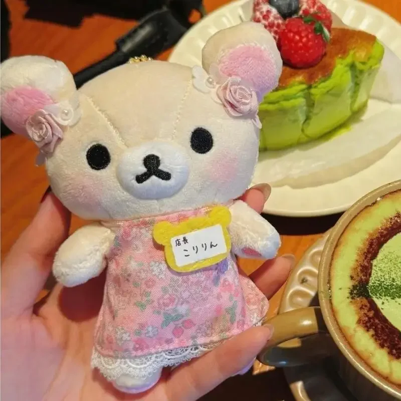 

Kawaii Rilakkuma Plush Doll Pendant Cartoon Japanese Anime Floral Skirt Plush Keychain Stuffed Toys Bag Zipper Decoration Gifts