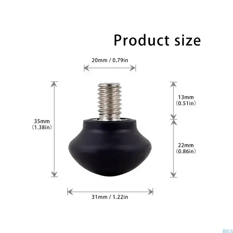 

R91A Universal Rubber Feet Tripods Spikes NonSlip Feet 3/8" Stainless Steel Spikes