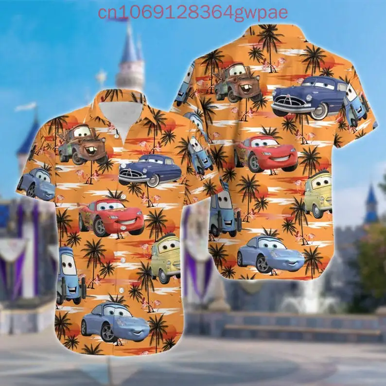 

Disney Lightning Mcqueen Men and Women Hawaii Shirt Cars Movie Summer Trip Shirt Summer Summer Kids Beach Shirt Family Trip