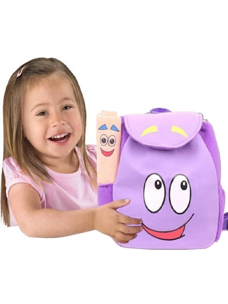 1pcs Dora Explorer Backpack Rescue Bag with Map,Pre-Kindergarten Toys Purple for Christmas gift