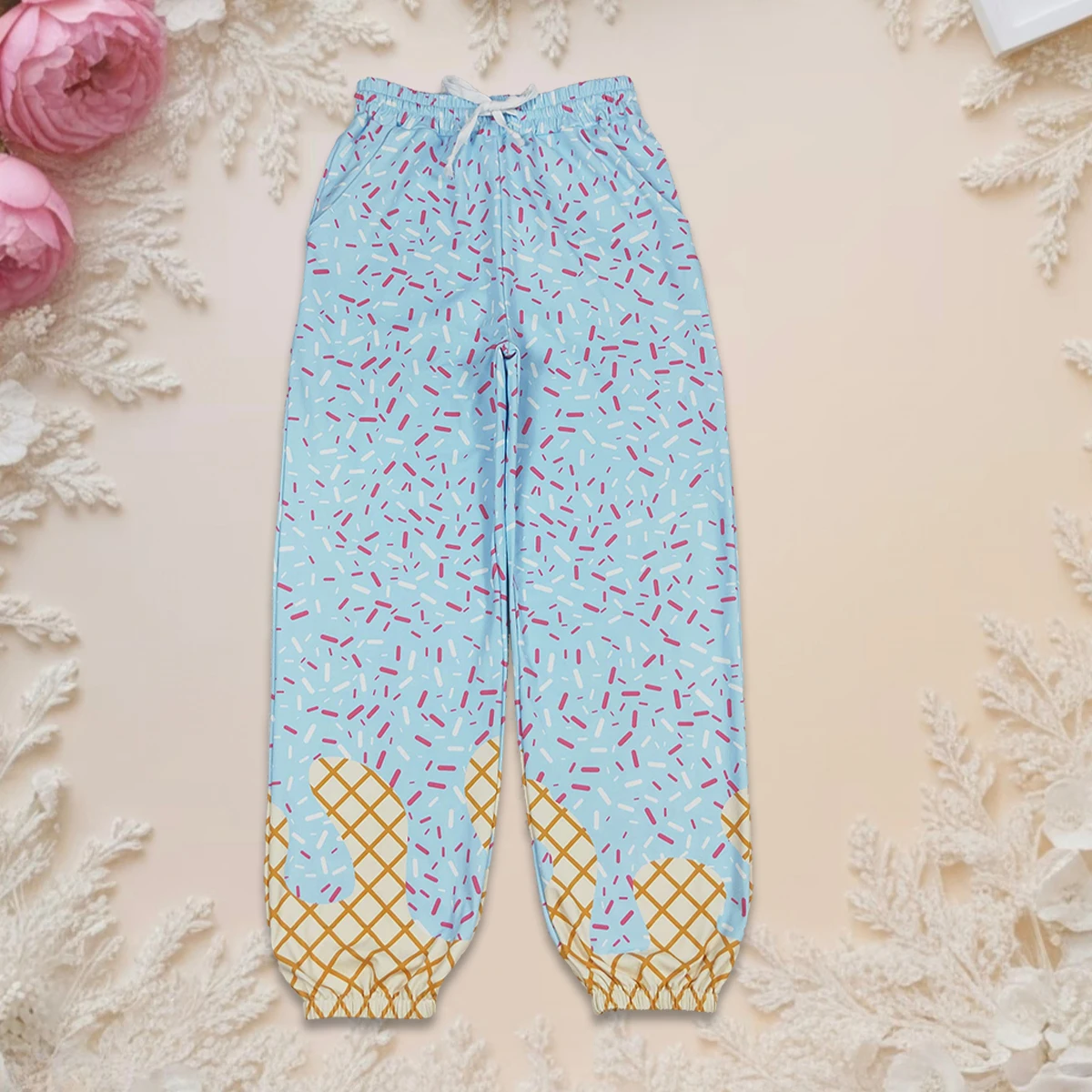 

Adult Women Pants Clothes Boutique Trousers Pants Adjustable Blue Drip Pockets Yoga Active Bottoms Comfortable Mom Clothing