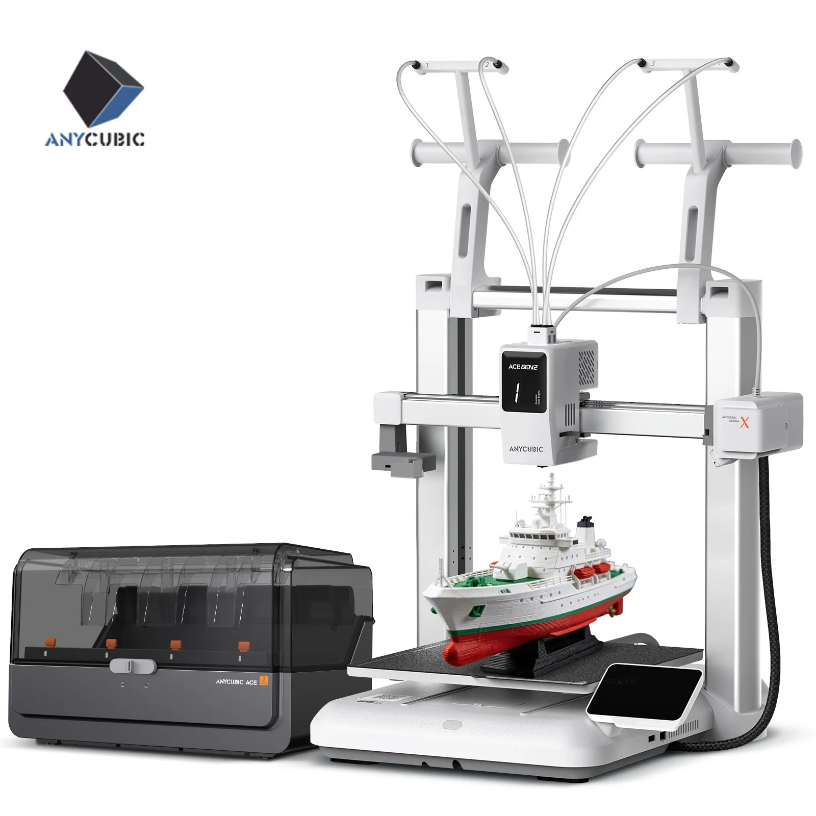 ANYCUBIC Kobra X Combo 2x Economia de Tempo e Materiais, Impressão em até 19 Cores, Detecção por IA, Velocidade Máxima de Impressão de 600mm/s, Impressora 3D