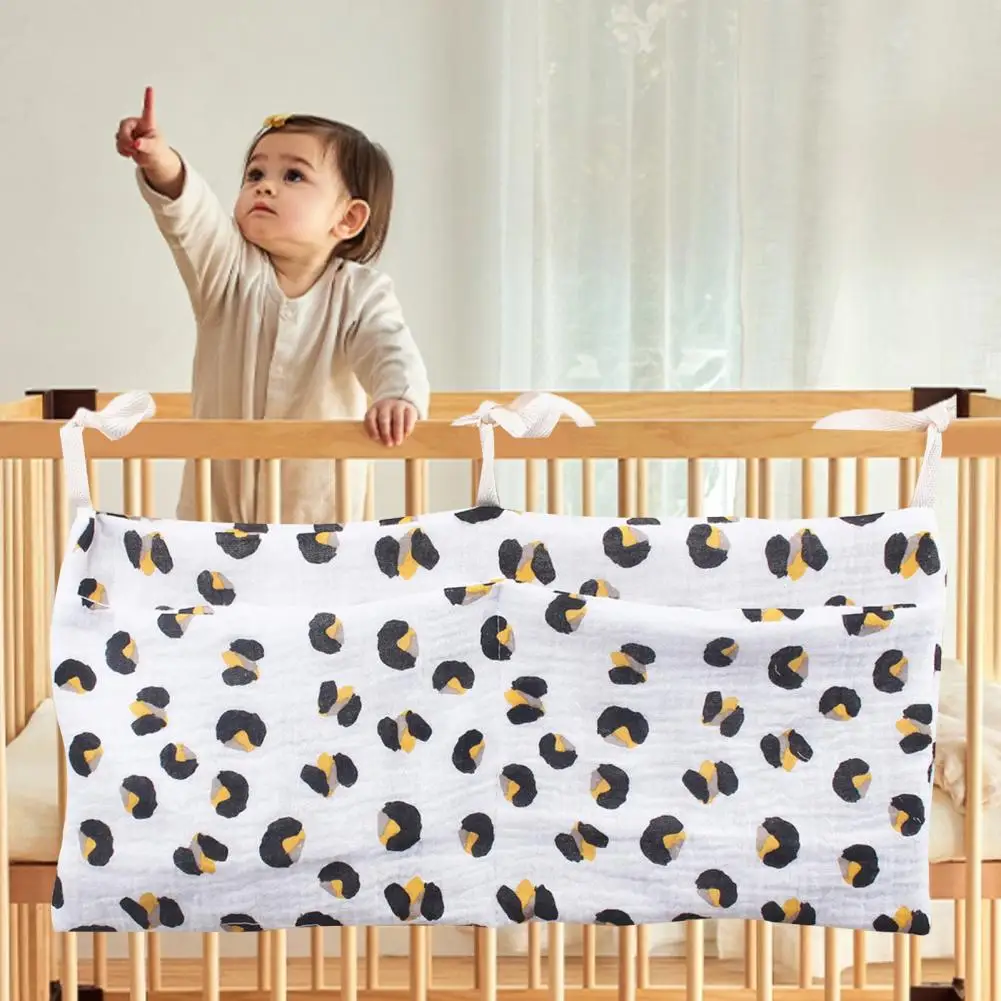 Cute Soft Baby Nursery Crib Organizer Classified Fruits Print Baby Bedside Diaper Milk Bottles Toys Organizer Storage