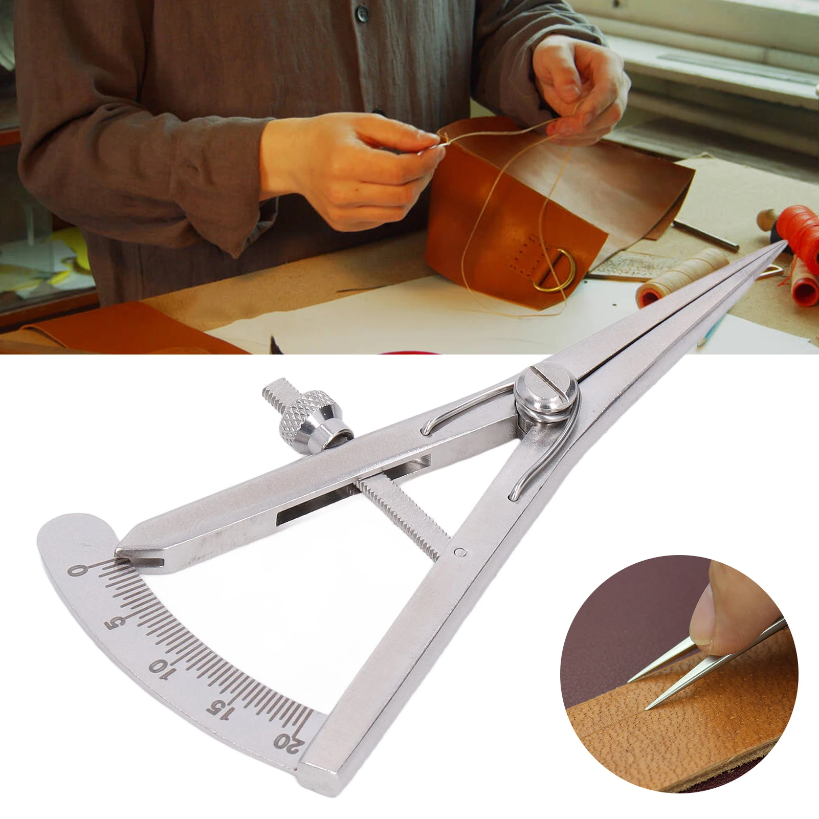 Marking Gauge DIY Hand Made Leather Art Stainless Steel Adjustable Fine Marking Gauge