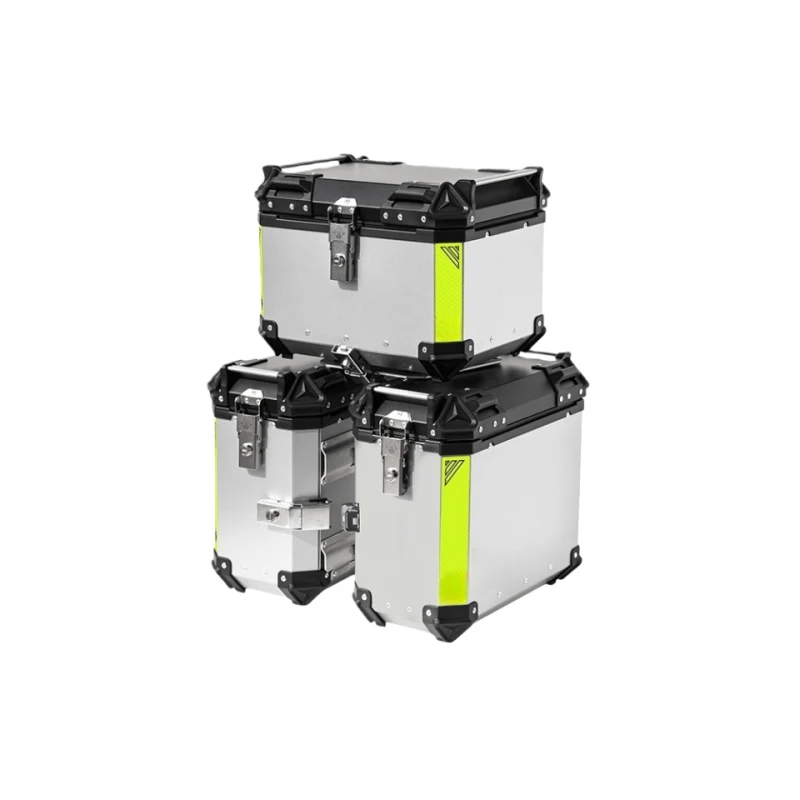 Left & Right 129L Motorcycle Side Boxes, Aluminum Alloy Pannier Set, Universal Motorcycle Lage