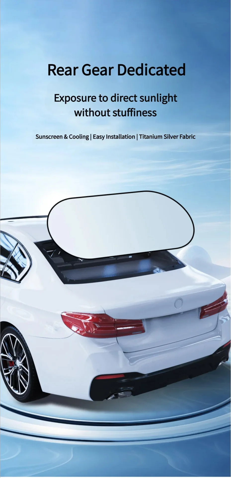 Auto-Heckscheiben-Sonnenschutz Faltbarer UV-Schutz Wärmeisolierender Vorhang Auto-Heckfenster-Sonnenschutzabdeckung Passend für die Meisten Autos SUVs – Detail 1