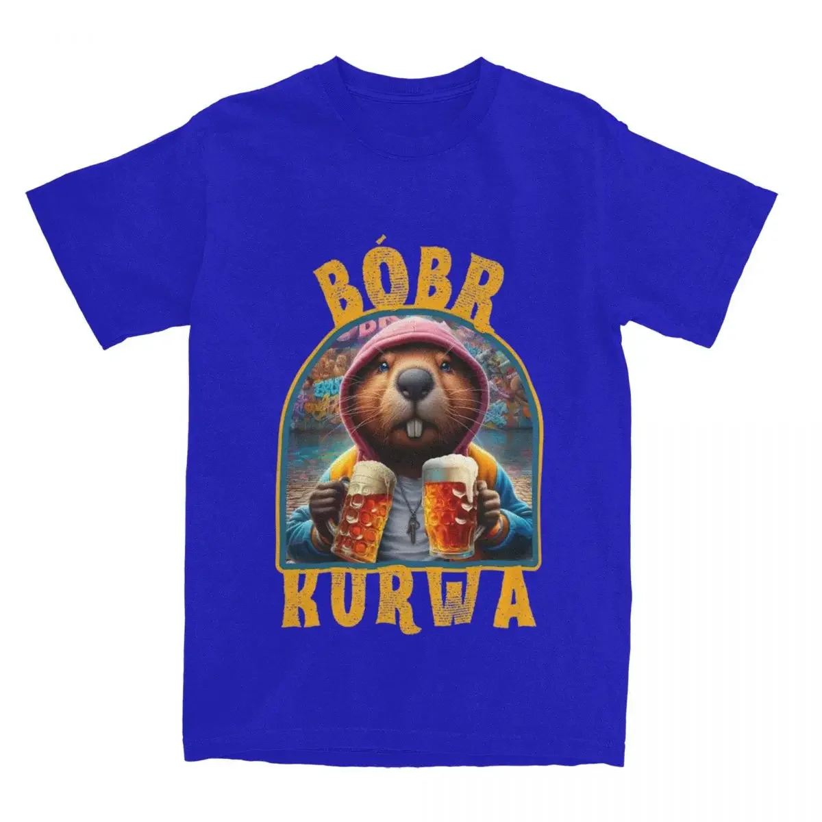 Apparel Funny Bober Bobrze Meme Cotton T-shirt Clothing Vintage Tees Printed Men Beaver Bobr Kurwa Drinking Beer vintage Shirt