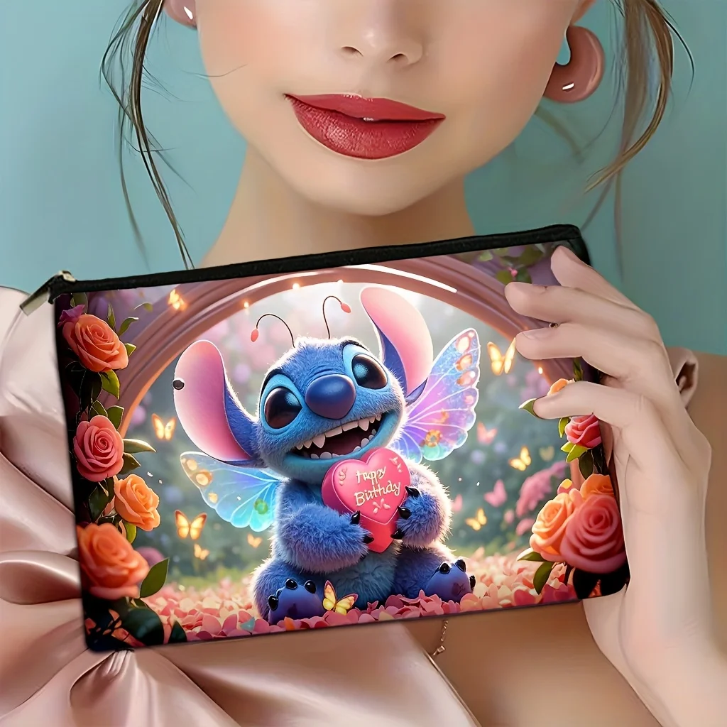 1피스 스티치 매직 페어리 하트 메이크업 백 - 요정 날개와 하트 모양 패턴, 보석 보관 가방, 완벽한 여행용 지퍼 파우치 - 재미있는 생일 선물