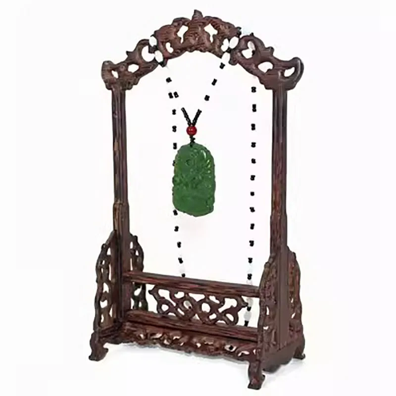Red Wood Carving Hanging Rack Jewelry Display Jade Ware Ornament Decoration