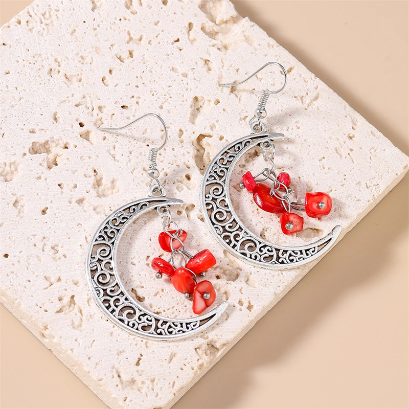 Mode Mond Tropfen Ohrringe für Frauen Ethnische Handgemachte Türkis Perlen Baumeln Ohrringe Mädchen Party Festival Schmuck Geschenke – Detail 6