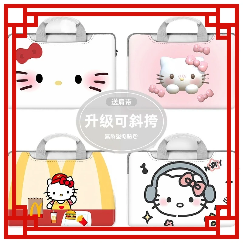 

New Sanrio Hello Kitty Laptop Bag Cute Large Capacity Tablet Organizer Cartoon Handbag Laptop Case 12in 13in 14in 15in 16in Gift