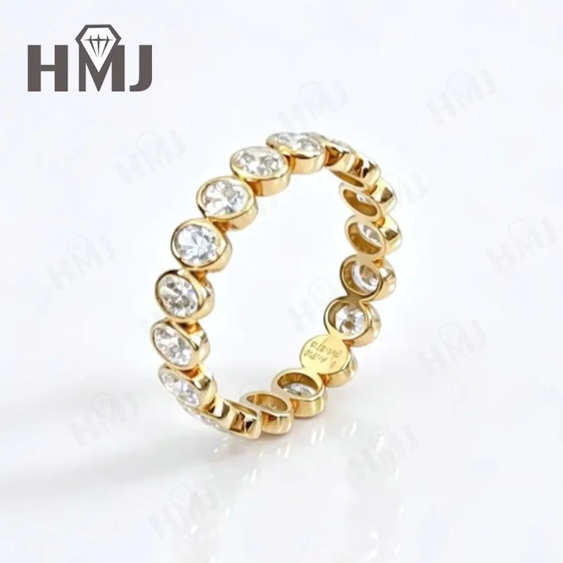 Diamantring DEF VS-VVS Ovaler Schliff Massiv 10K 14K 18K Gelbgold Hochzeit Antrag Versprechen Party Geschenk für Damen Charms Täglicher Gebrauch – Detail 1