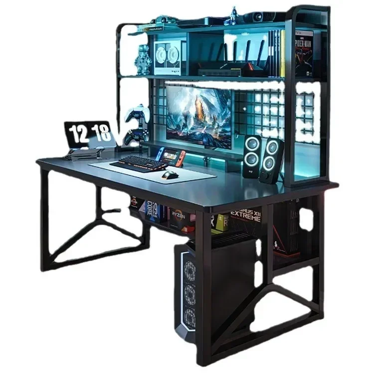 E-sports Table and Chair Combination Workbench Desk Bookshelf Integrated Ho-me Student Learning Writing Desktop Computer Table
