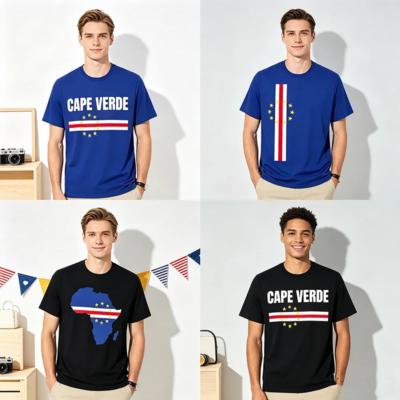 Kap Verde Kapverdianische Flagge Cabo Verde Souvenir T-Shirt, Y2k Flagge von Cabo-Verde - Klassisches Grafik-Trip-Shirt Afrika-Karten-T-Shirts – Detail 4