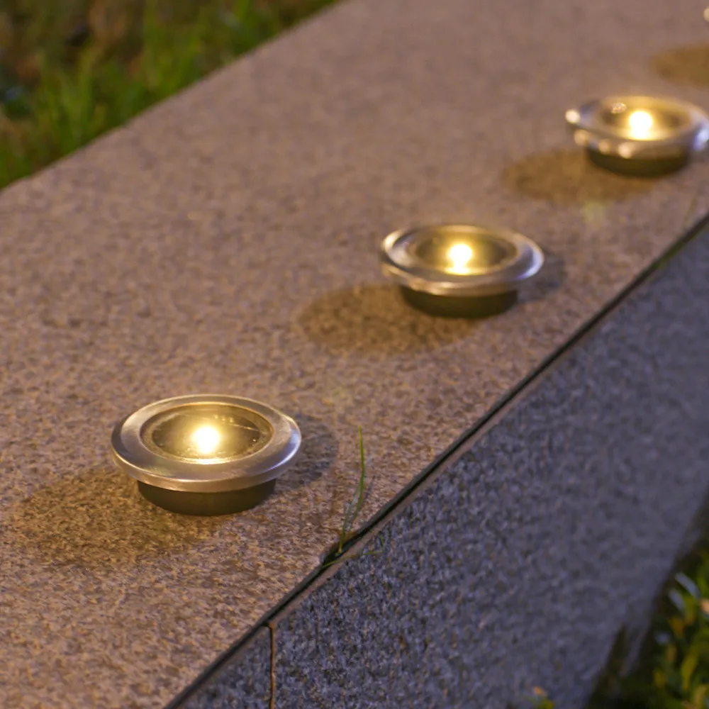 4pcs 1LED Solar Power Mini Disk Light Outdoor Garden Solar Underground Light Deck Light Spotlight Buried Solar Led Lamp for Gard