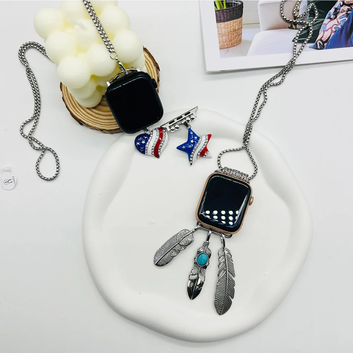 Necklace Adapter Pendant Compatible For Apple Watch Ultra Watch Band Strap For iWatch Series 8/7/6/5/4/SE 38 40 41 42 44 45 49mm