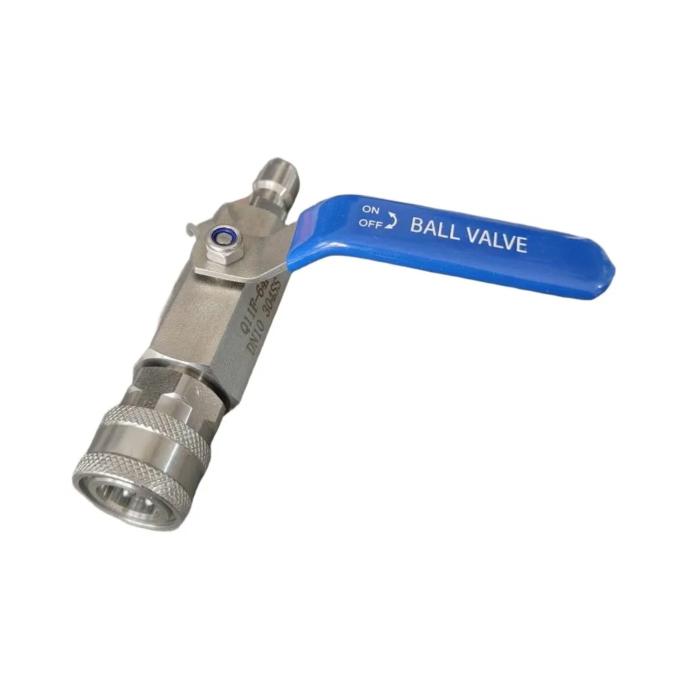 5000 PSI Ball Valve in Stainless Steel for Pressure Washer Hose Integration Using 3/8 Inch Quick Connect Fitting