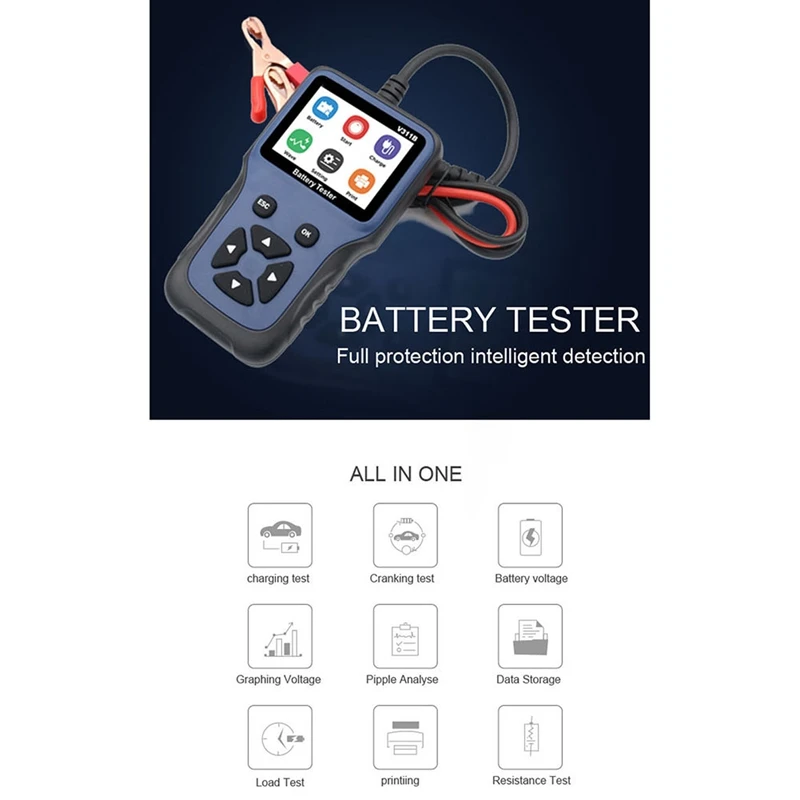 V311B 12V Car Battery Tester Digital LCD Diagnostic Battery Tester Automotive Analyzer Start Charging Scanner Tool