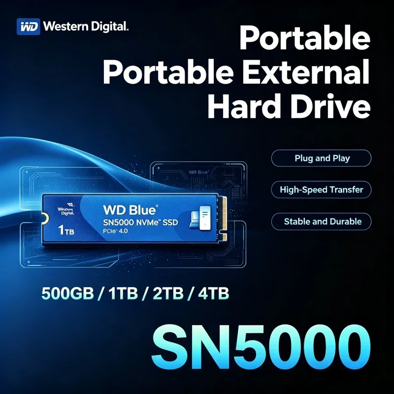Western Digital Blue SN5000 PCIe4 NVMe M.2 2280 1T 2TB Internal SSD High Speed Hard Drive For Gaming Notebook Desktop PC Parts