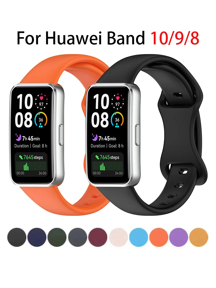 Silikonbänder für Huawei Band 10/9/9 NFC-Armbandzubehör Ersatz-Sportarmband Pulseira Correa für Huawei Bands 8/8NFC