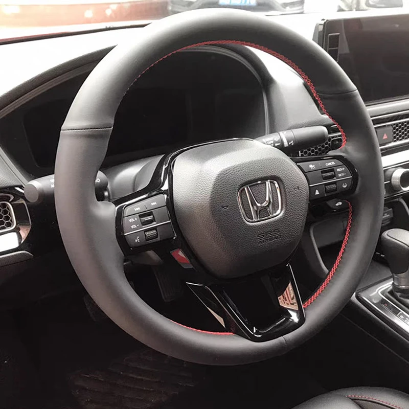 Hand-sewn Car Steering Wheel Cover Braid Leather for Honda Civic 11 Accord 11 CRV CR-V HRV ZRV 2023-2026 Breeze 2025 Pilot 2023