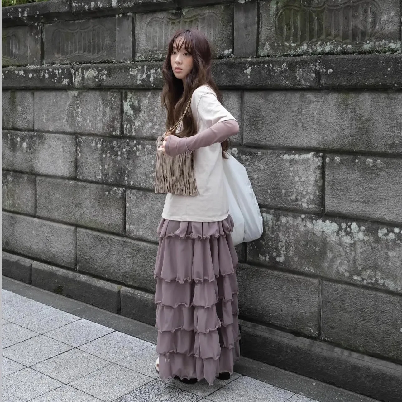 Fletta Vintage Musoom Letter Print round Ne ort Sve T-irt Loose Fit Casual Sle Women's Top Korean Faion