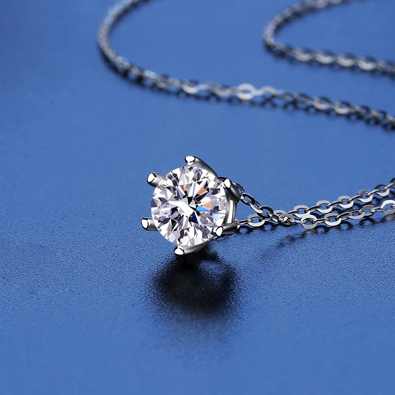 GRA D Color Moissanite Round Brilliant Cutting 18K Gold Plated 45cm 925 Sterling Silver Necklaces Wholesale