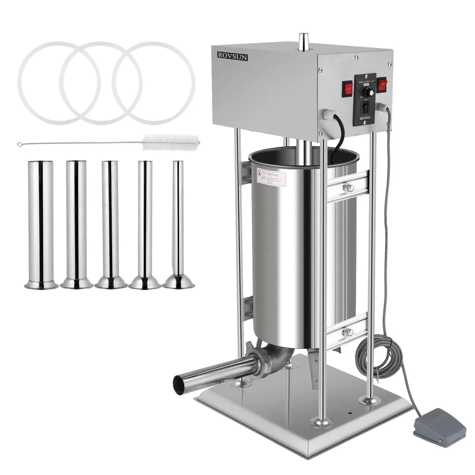 24.3LBS/15L Electric Sausage Stuffer Maker, Vertical Electric Stuffer Adjustable Speed Stainless Steel Heavy Duty
