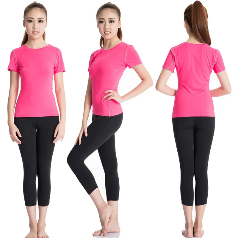 Women\'s PRO Tight Training Short-sleeved Running Sports Fitness Yoga T-shirt Clothes Quick-drying Sportwear Workout Activewear