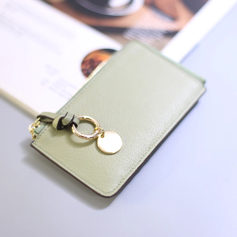Cow Leather Woman Card Holder Luxury Design Slim Card Wallet Custom Initials Fashion Girls Coin Purse Personalized Birthday Gift