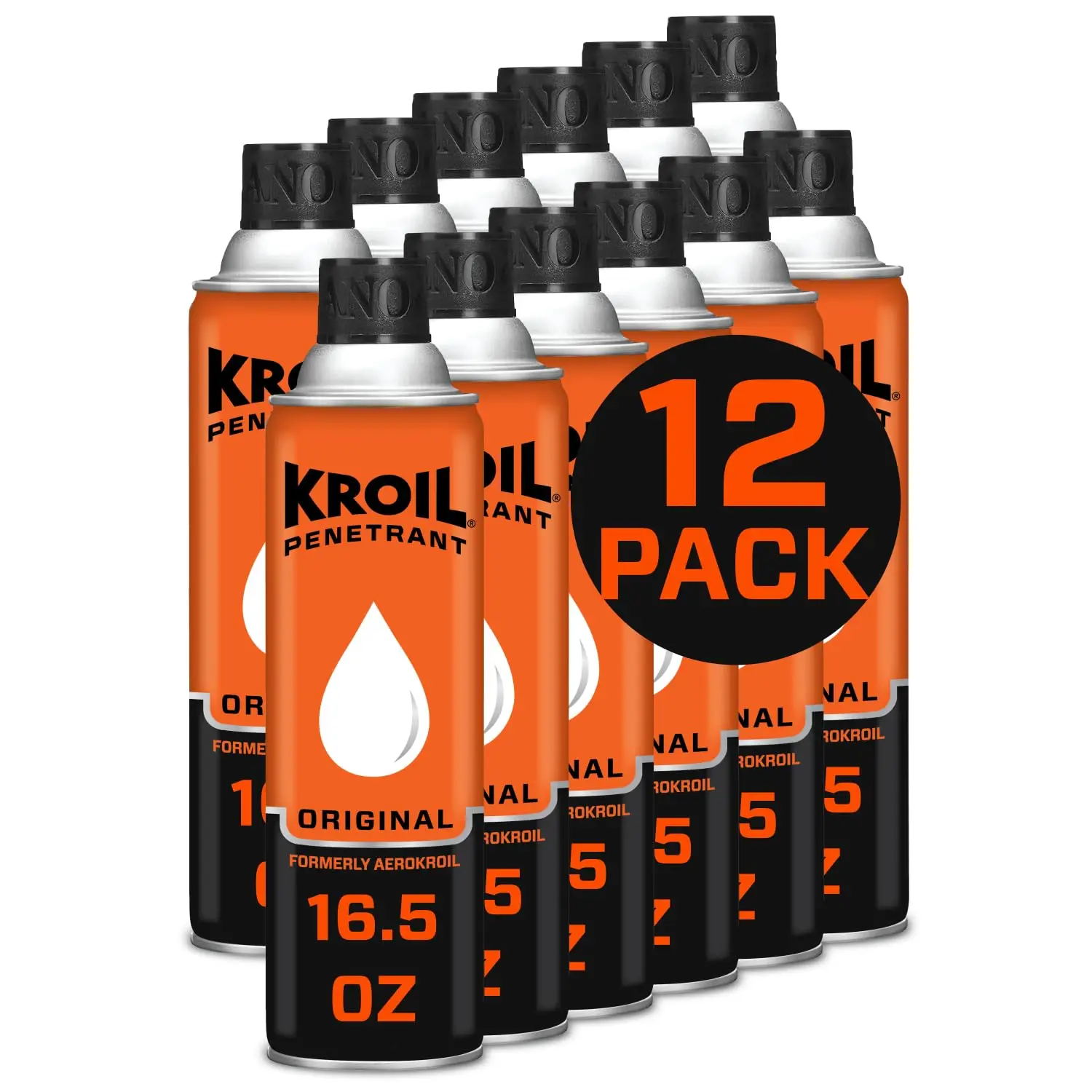 Kroil Original Penetrating Oil (Aerosol Spray-16.5oz Can-Case of 12) | Penetrant for Rusted Bolts, Metal, Hinges, Chains