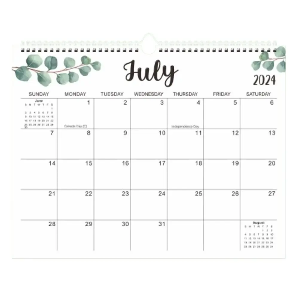 

18 Months Leaf Pattern Calendar 2024-2025 INS Wall Calendar Coil Calendar Office Stationery English Calendar Office Stationery