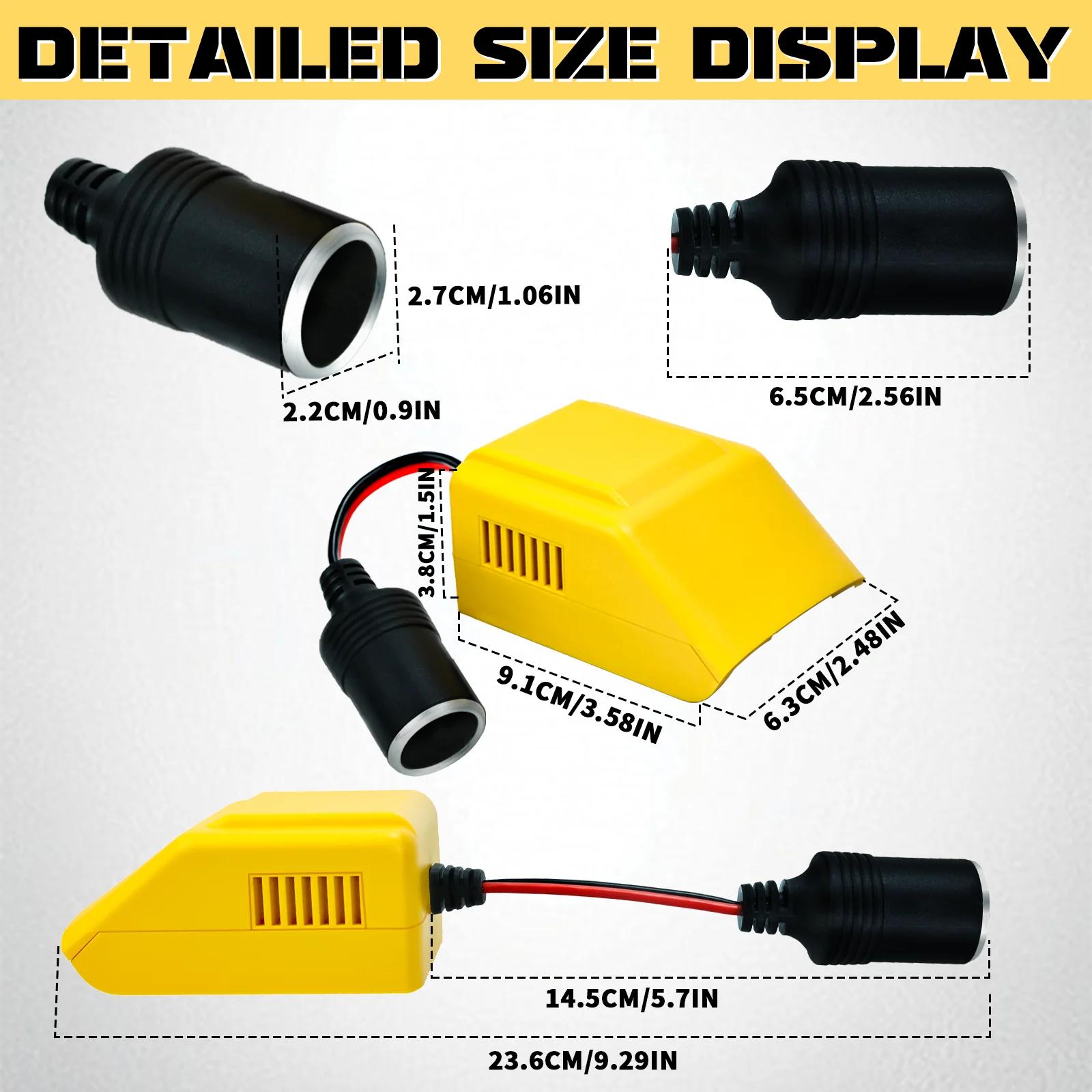 Adapter for Dewalt 20V Max Li-ion Battery to 12V Adapter with Cigarette Lighter Adapter for All Car Appliances