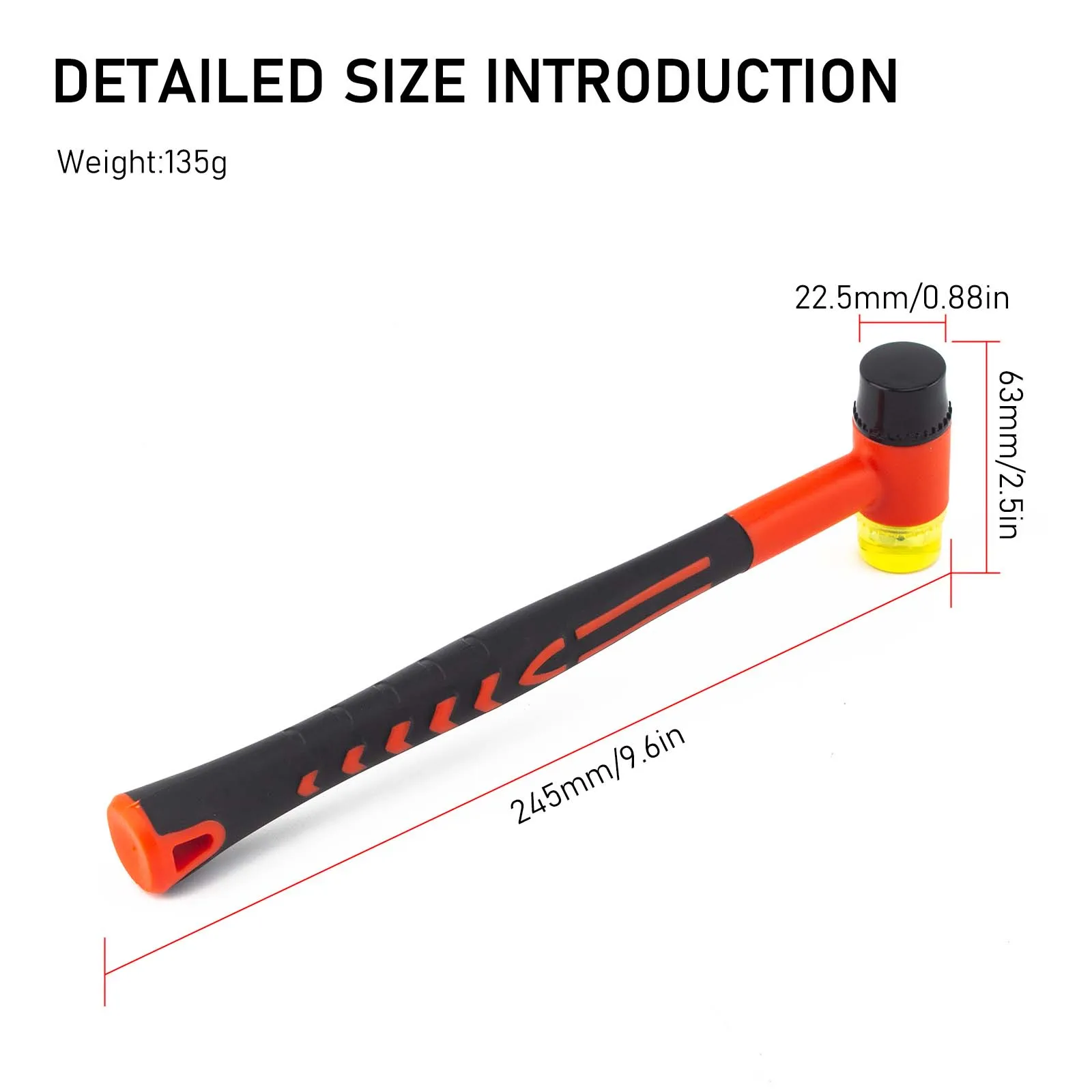 Plastic Rubber Hammer with Replaceable Head for Tile Installation, Woodwork, Jewelry Making Durable Non-Slip Grip Hand Tool