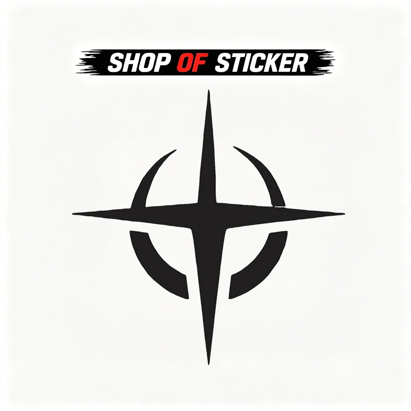 Black Geometric Four Pointed Star Logo Car Sticker Auto Vinyl Decal Exterior Decoration