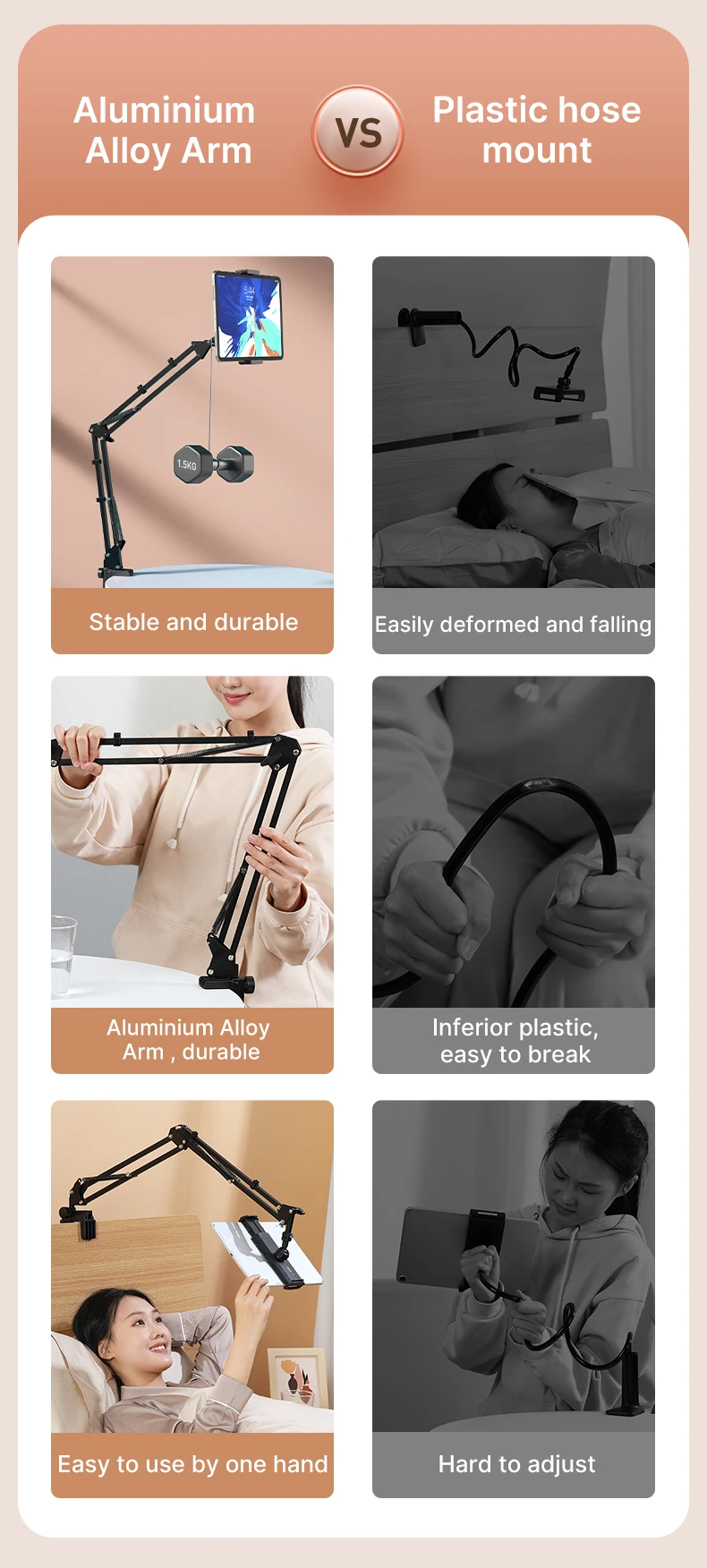 Ulanzi T2 Metal Desktop Stand Long Arm Tablet Stand Bed Desktop Lazy Bracket Support IPad Smartphone Holder Microphone Boom Arm