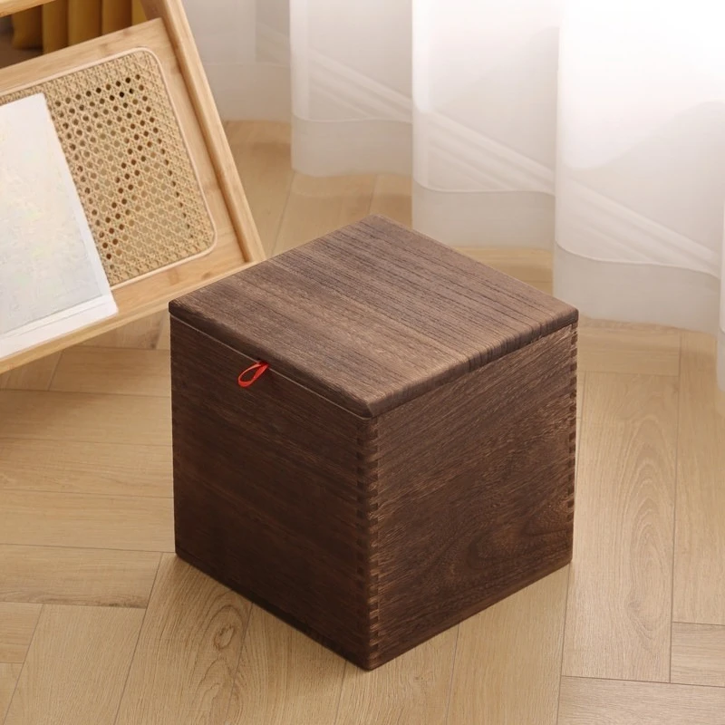 Pure solid wood storage stool, multi-functional storage, sitting tenon and mortise, small wooden box, household shoe change