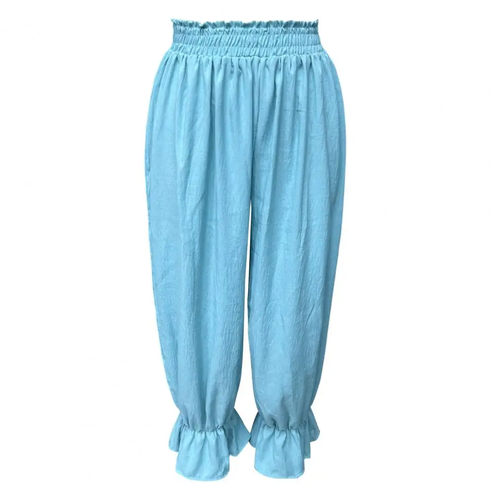 

Bohemian Ruffled Cuff Pants High Elastic Trousers,Comfortable Super Loose Harem Pants for Casual Commuting Travel Wear