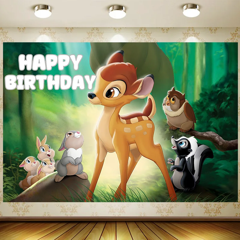 Bambi Backdrop Children Birthday Supplies Girl Princess Party Cartoon Decoration Background Photography