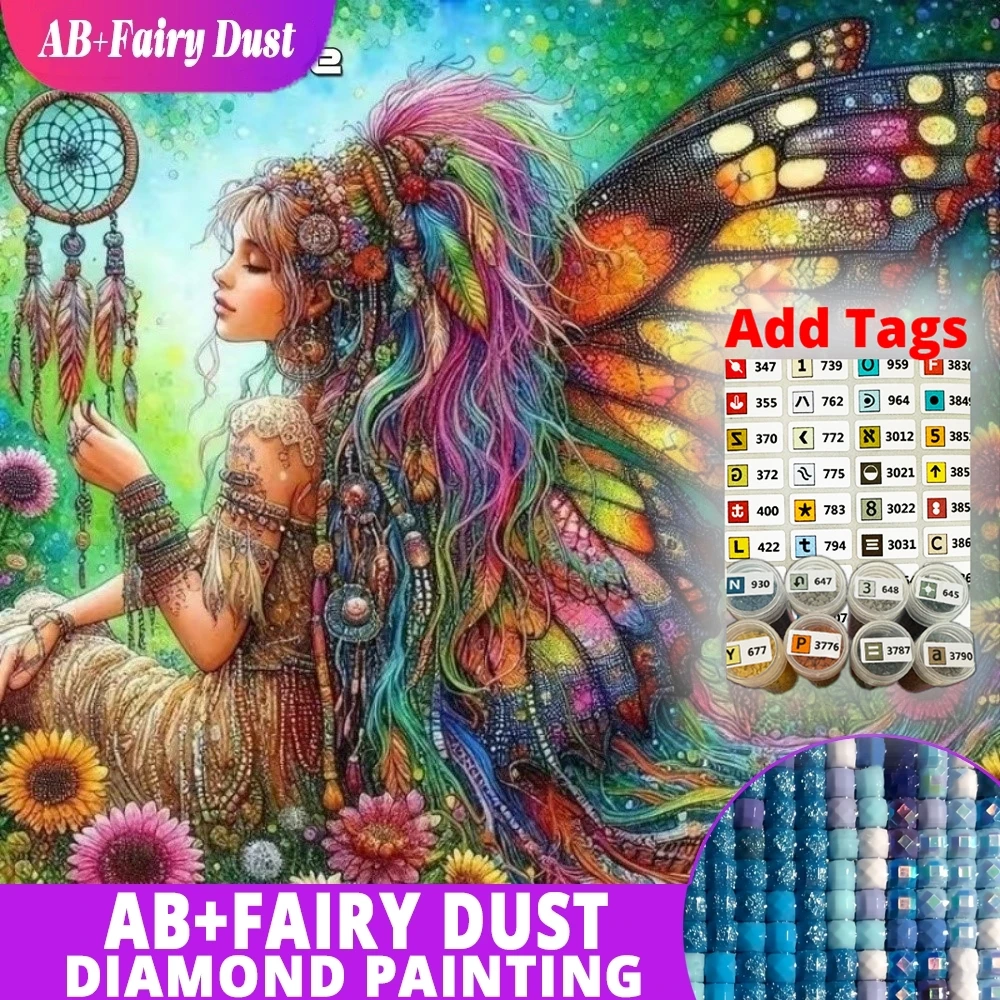 

AB Fairy Dust DMC stickers New Arrival Diamond Painting Woman Portrait Kit Embroidery Full Square Drill Mosaic Angel Wing DIY Ha
