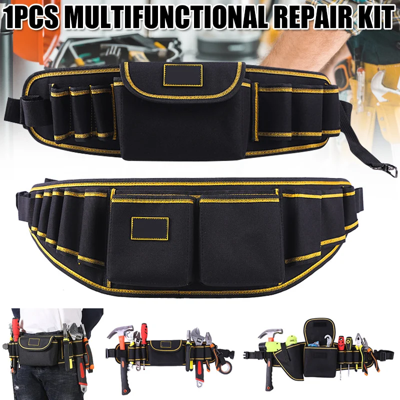 Multifunctional Tool Storage Waist Bag Repair Tools Organizer Oxford Cloth Adjustable Length Wear-resistant Hardware Toolkit Bag