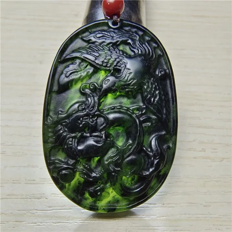 

Кулон Medicine King с изображением дракона и феникса, модный универсальный парный нефритовый кулон