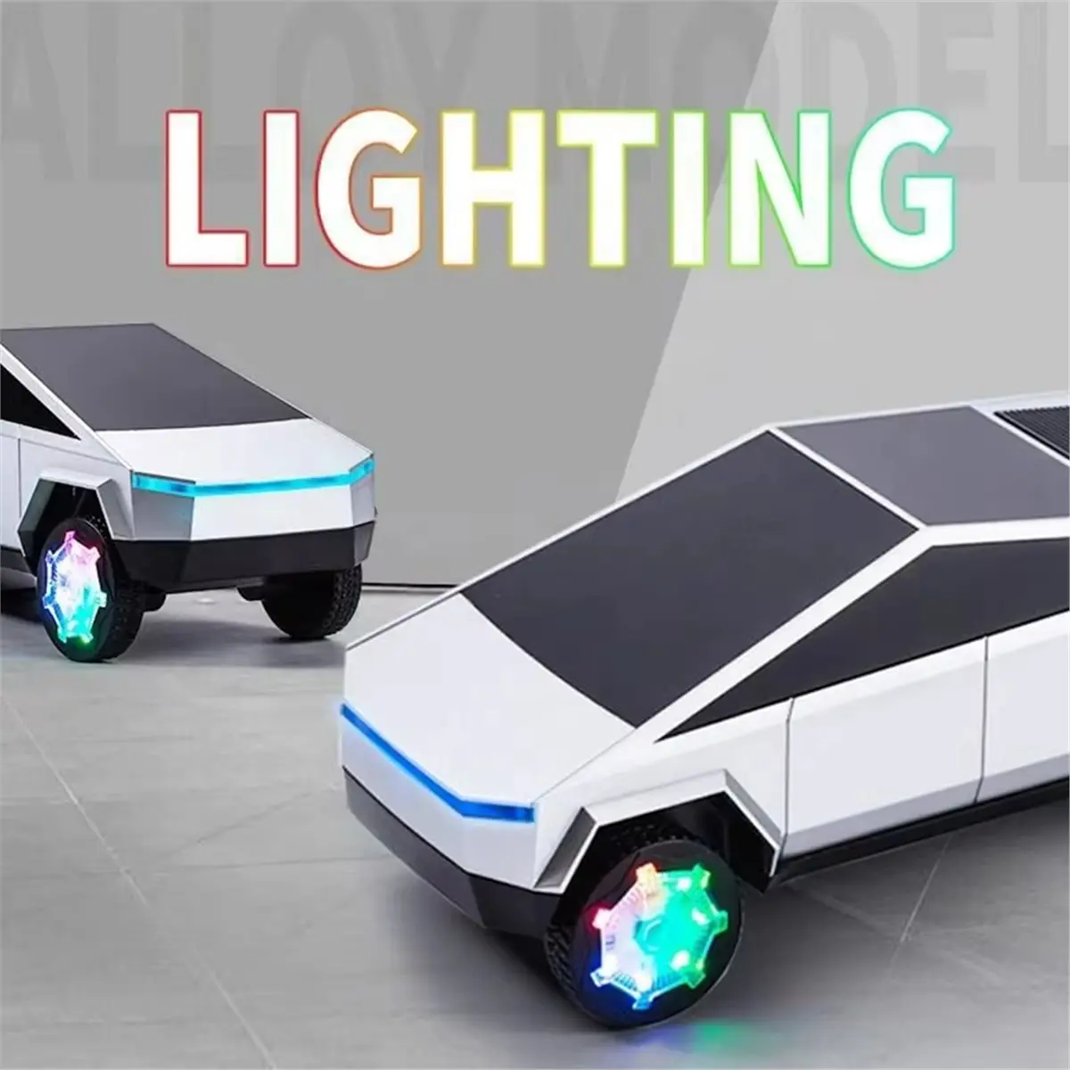 Punctual- Portable Bluetooth Speaker with Wireless Charger Cybertruck Model Speaker RGB Light HIFI Stereo Soundbox Black