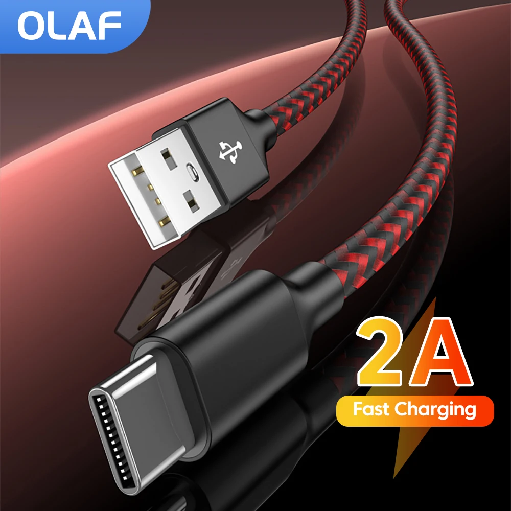 Olaf 2A USB Type C Fast Charging Cable For iPhone 16 15 17 Sumsung Type-C Charge Nylon Braided Cables USB to Type C Data Line